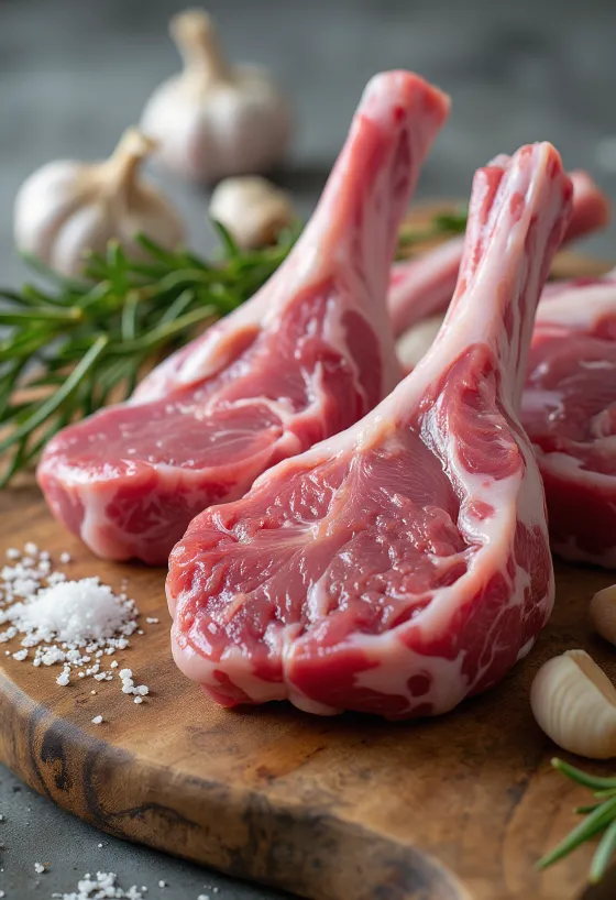 Fresh lamb pieces with rosemary, garlic, and pepper