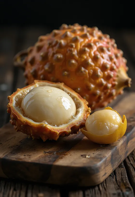 Image of salak (snake fruit) slices on a cutting board