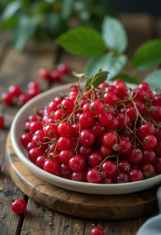 Red elderberry berries, vibrant red color and slight glossy surface