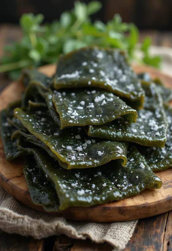 Dried kombu kelp featuring detailed texture and natural colors