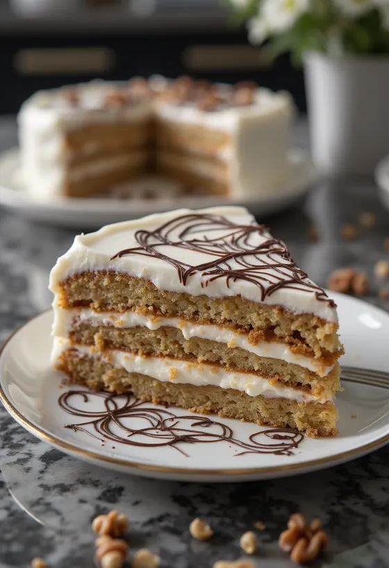 Esterházy cake slice served