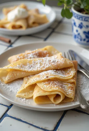 Cinnamon pancakes served