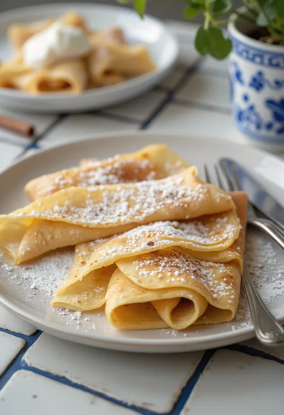Cinnamon pancakes served