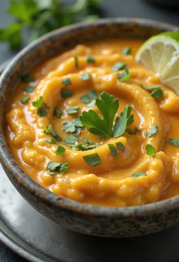 Thai coconut curry sauce served in a bowl