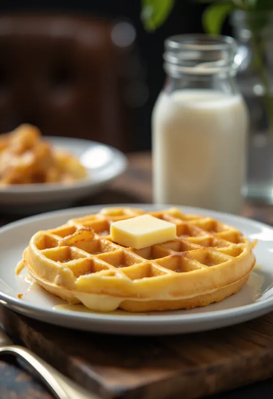 Classic egg waffles freshly baked
