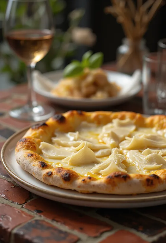 Pizza al Tartufo Bianco with truffles