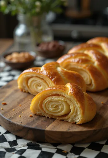 Freshly baked marzipan swirl bread