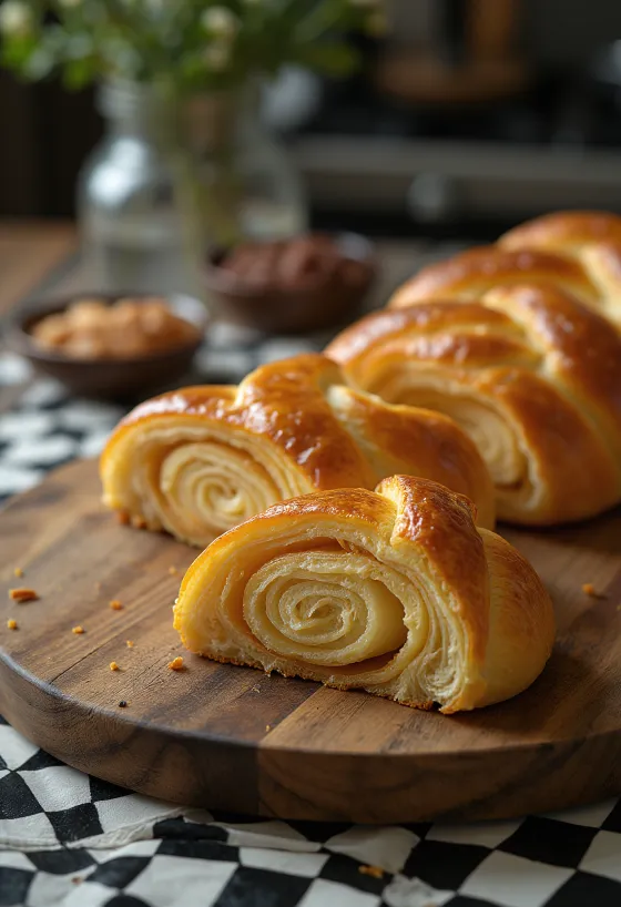 Freshly baked marzipan swirl bread