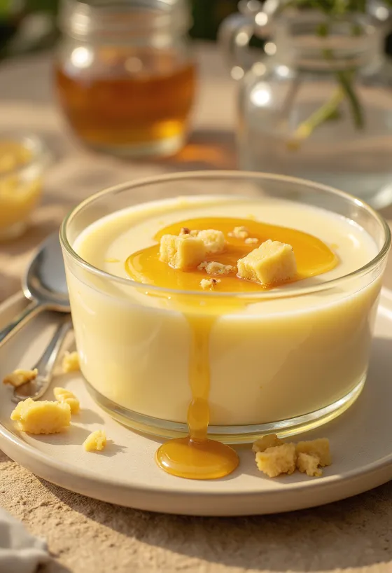 Honey Vanilla Pudding in glasses with mint