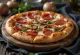 Pepperoni pizza with mushrooms served