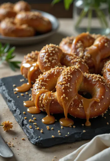 Caramel pretzel served
