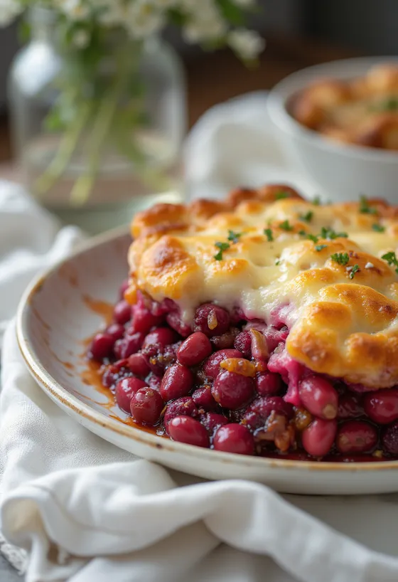 Beet and Bean Bake served