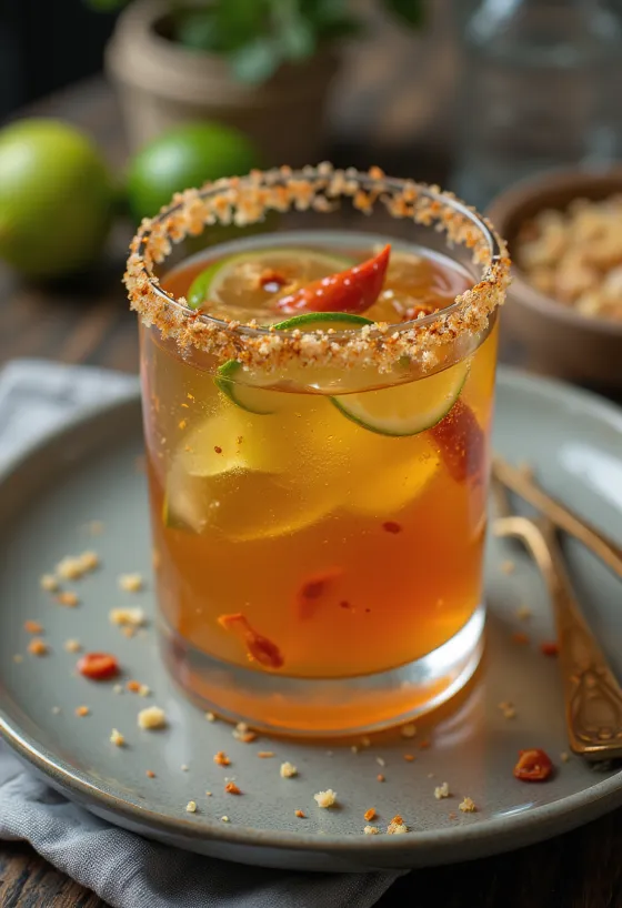 Small bowl of tequila lime glaze.