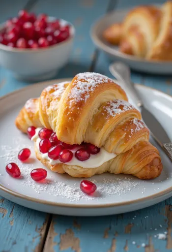 Pomegranate croissant served