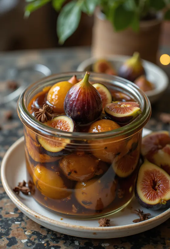 Jar of spicy pickled figs