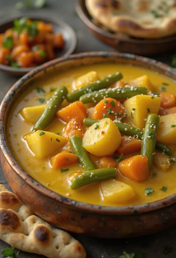 Vegetable coconut curry served in a bowl