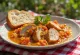 Creamy paprika pork with peppers served on a plate