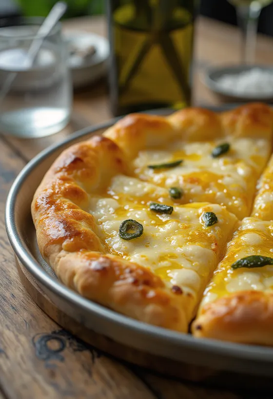 Pizza with olive oil and rosemary