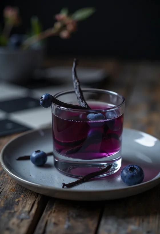 Blueberry liqueur in a bottle