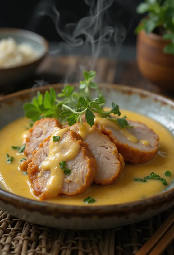 Pork chops in mustard cream sauce