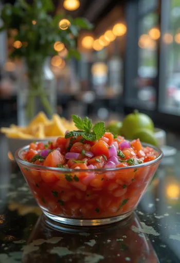 Fresh cilantro tomato salsa (Pico de Gallo) in a bowl.