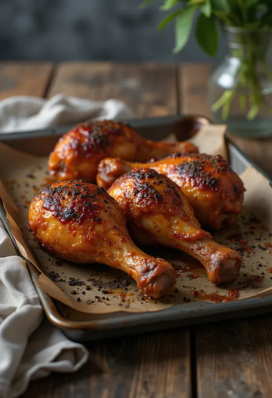 BBQ chicken thighs served