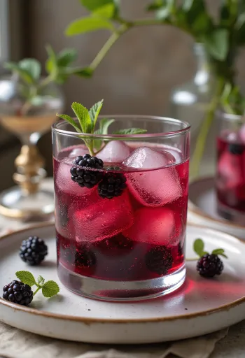 Orange-blackberry cider garnished with an orange slice and blackberries