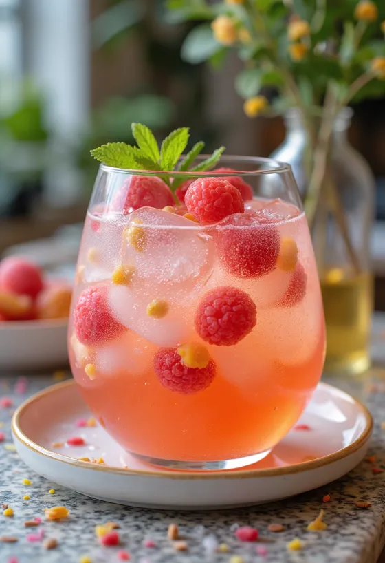 Spring flower Hwachae served with fruits and floral ice cubes