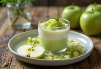 Green apple panna cotta in a glass