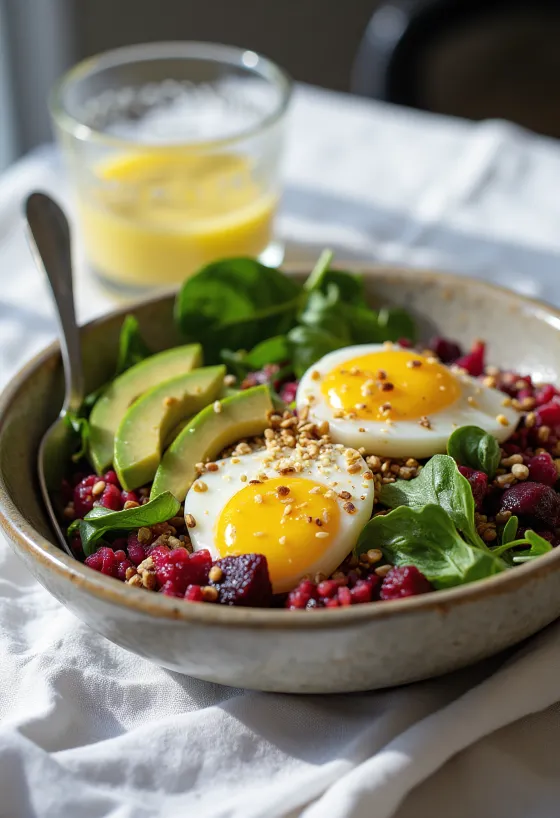 Beet eggplant Buddha bowl