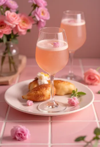 Bellini cocktail garnished with peach slice