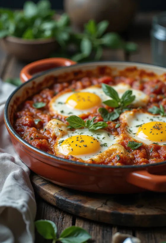 Classic Eggplant Parmesan with layers of cheese and tomato