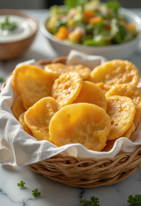 Crispy cheese wafers freshly baked with golden brown cheese layer.