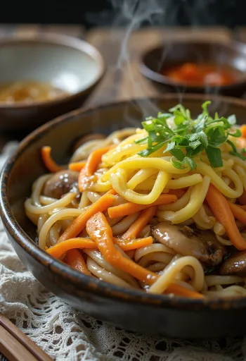 Yaki Udon, stir-fried noodles with vegetables