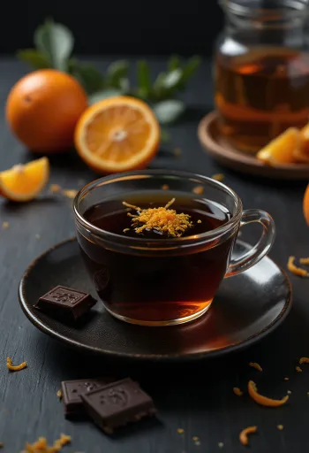 Orange-chocolate tea with orange slice