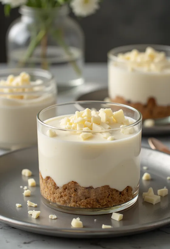 White chocolate mousse cake served in slices