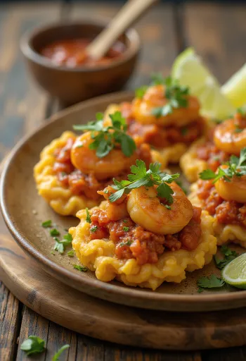 Acarajé with shrimp and black beans, served as golden brown deep-fried balls