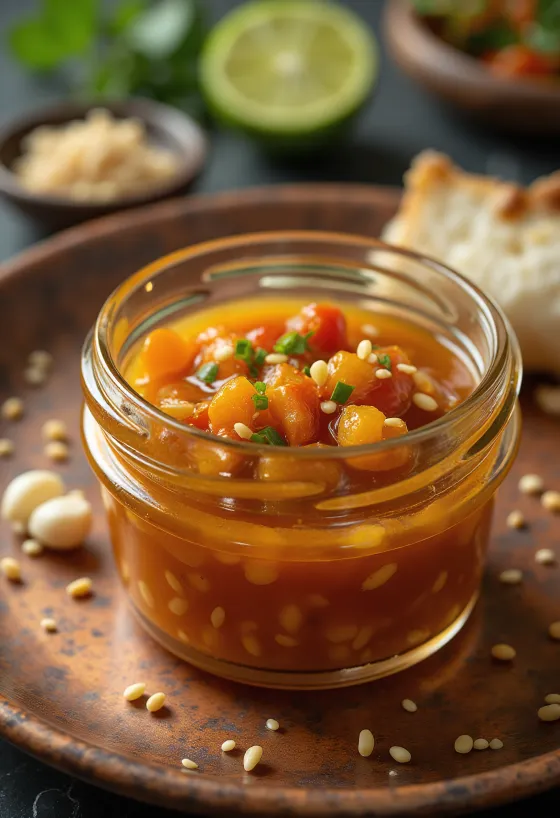 Chili lime sesame dressing in a jar