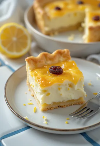 Rustic Farmer's Cheese Pie with a golden crust and creamy filling.