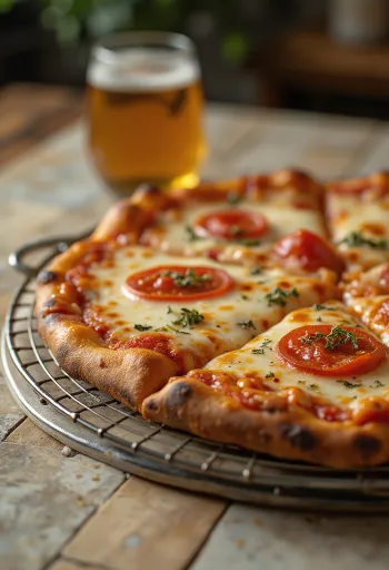 New York Style Pizza with thin crust and large slices