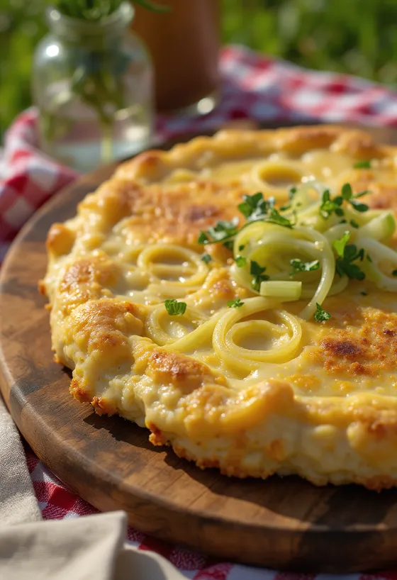 Welsh Rarebit with sautéed leeks.