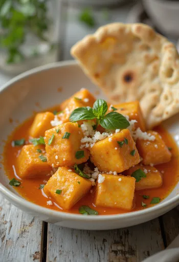 Fried tofu in thai sauce served in a bowl