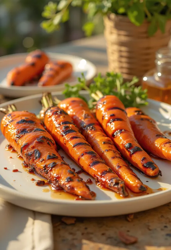 BBQ grilled carrots served