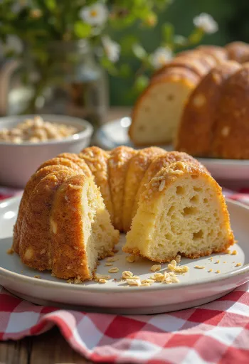 Oatmeal Bundt Cake served