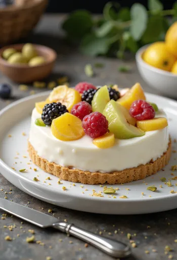 No-bake yogurt cake with fruit