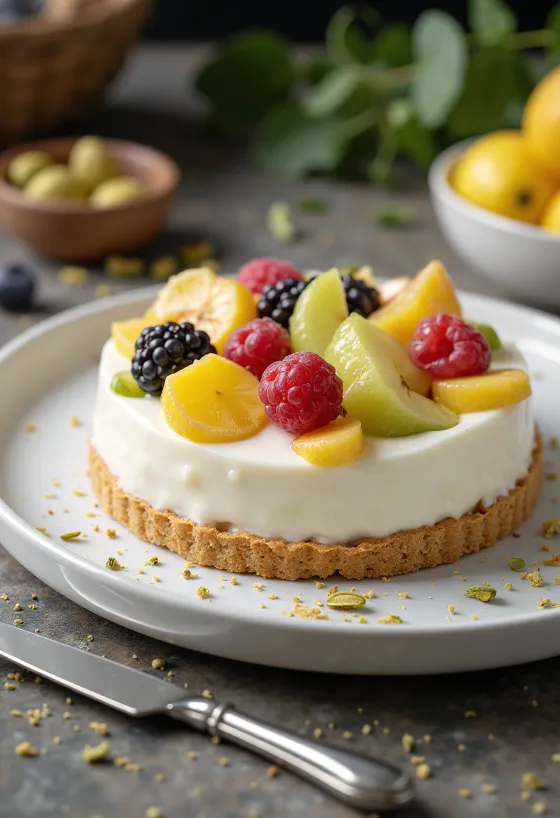 No-bake yogurt cake with fruit