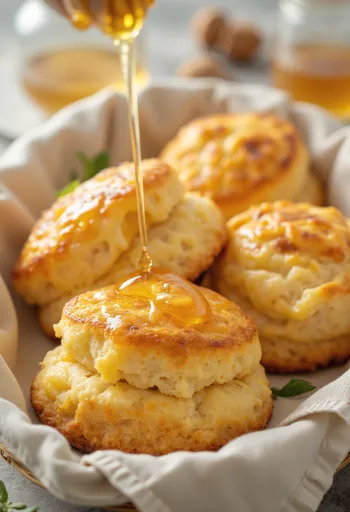 Cheese biscuits drizzled with honey