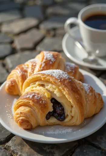 Coffee cream croissants served