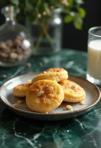 Honey-almond cookies in golden brown setting