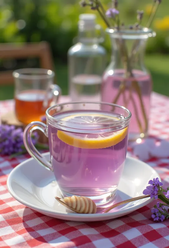 Lavender tea served fresh